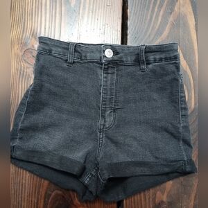 By Divided H&M, High-Waist Black Denim Shorts, Size 4